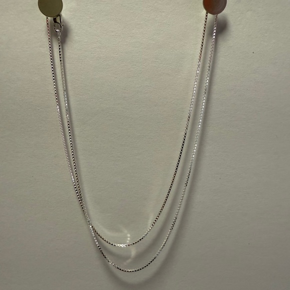 Sterling Silver 925 Italy Square Dainty Necklace 20" - Picture 1 of 3